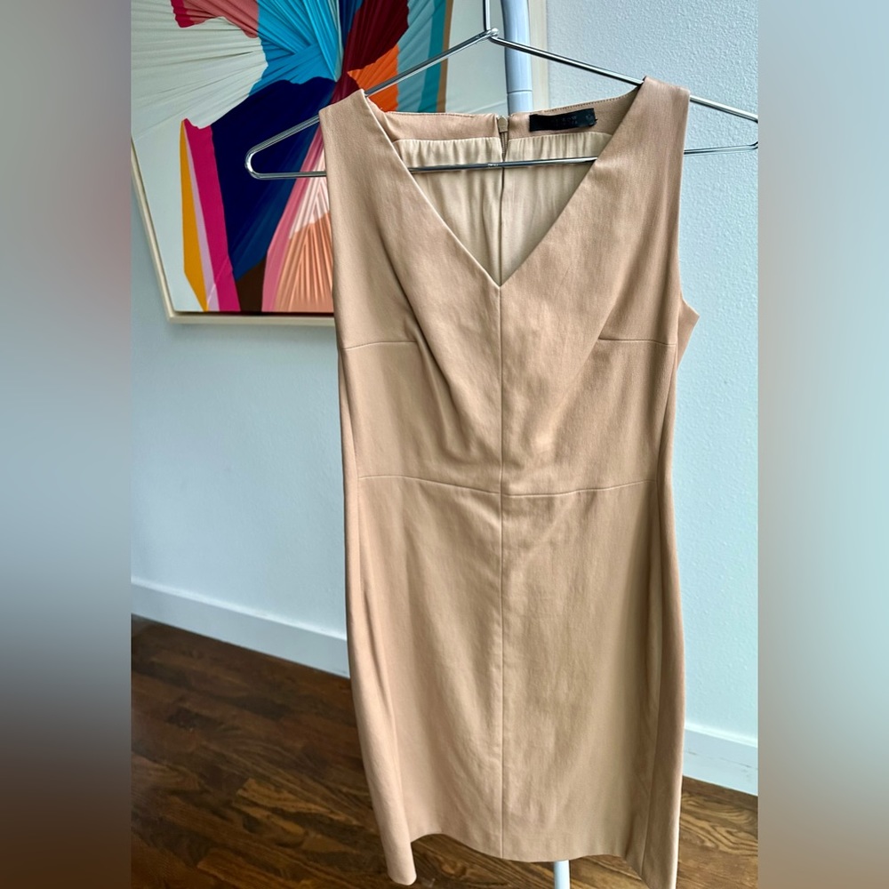 The Row Leather VNeck Mini Dress Cognac Size 6
